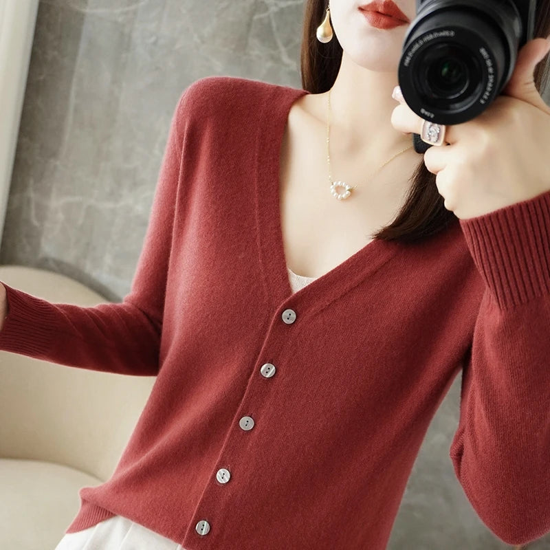 2026 New V-Neck Temperament Small Fragrant Wind Women Loose Sweater Coat Special Offer Cardigan ZHI D035 - Matrix Studios