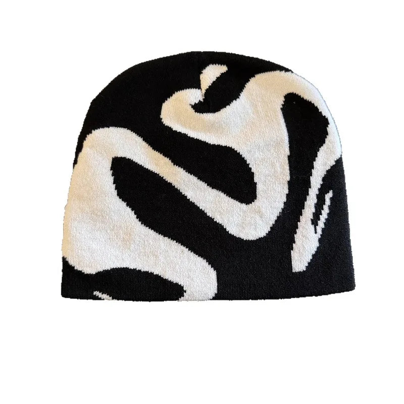 Trendy Knit Beanies Winter Jacquard Windproof Warm Hat Outdoor Colorful Casual Fashion Pullover Cap