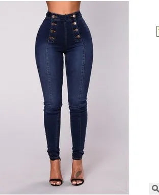 Denim Pencil Pants Women Vintage Jeans High Waist Washed Double Breasted Pockets Basics Ankle Length Trousers 2025 Streetwear - Matrix-studios.com