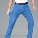 Men's Ice Silk Jeans Summer New Lyocell Thin Business Casual Denim Pants Classic All Match Slim Fit Straight Elastic Jean Male - Matrix Studios