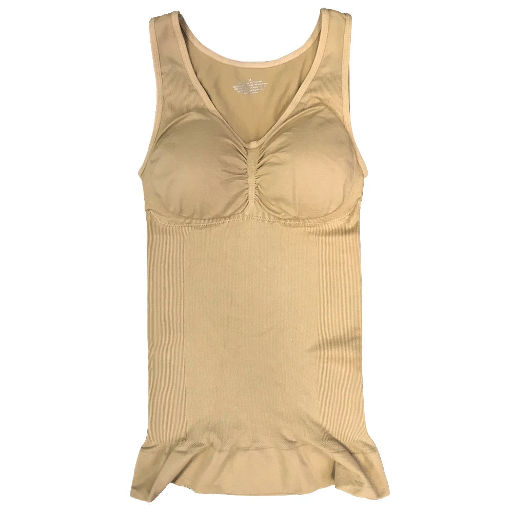 Women Tummy Control Shapewear Classic 2-IN-1 with Padded Bra High Elastic Vest Body Shaper Slim Up Lift Corset Cami Tank Tops - Matrix-studios.com