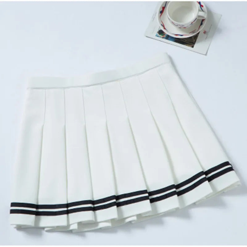 Preppy Girl Pleated Skirts Elastic Waist Summer Vintage Mini Skirts Korean Streetwear Spring Student Strips Designed Dance Skirt - Matrix-studios.com