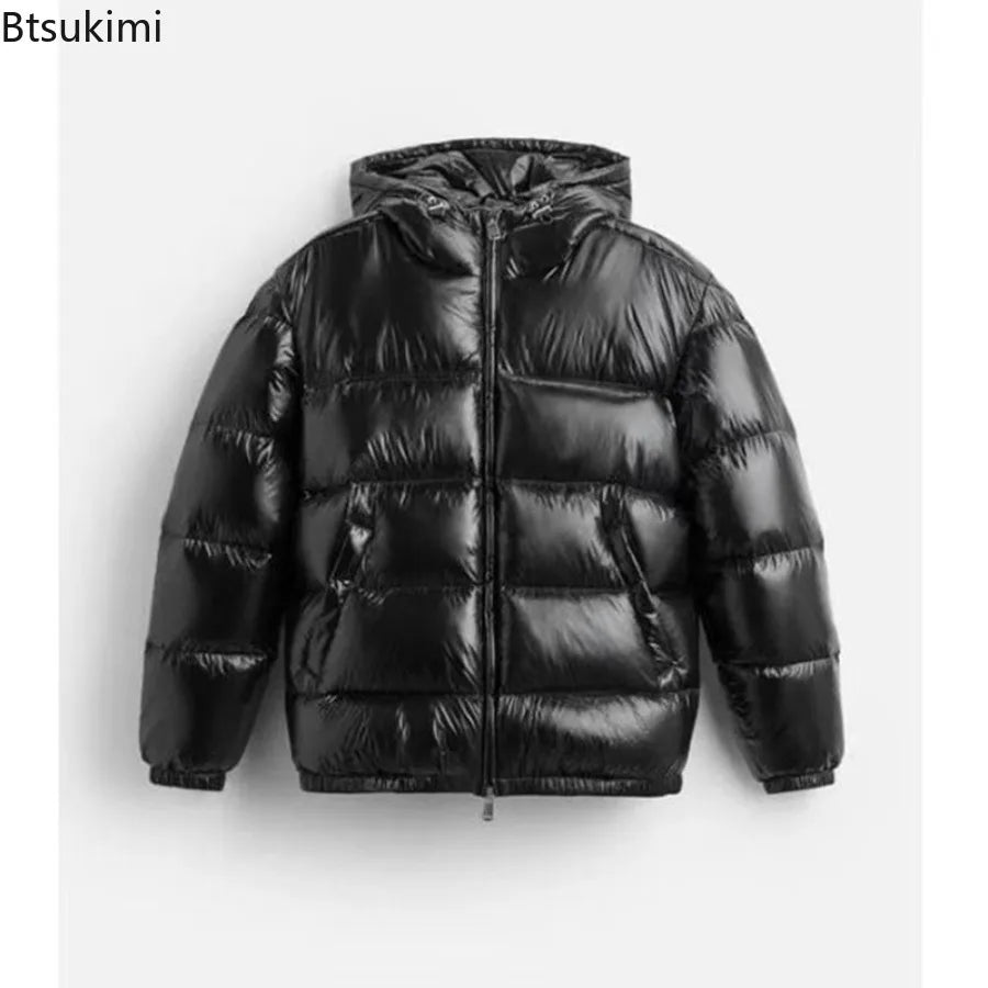 Autumn Winter New Men's Fashion Simple Cotton-padded Coats Casual Zipper Hooded Down Cotton Jackets Solid Cold-proof Warm Parkas - Matrix Studios