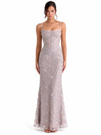 Women Floral Embroidery Sequin Mermaid Prom Dress, Spaghetti Strap Corset Bodycon Long Evening Gown for Wedding Guest Formal Party - Matrix-studios.com