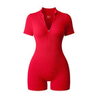 2025 Yoga Jumpsuit Summer Short Sleeve Zipper Sports Wear Gym Fitness Sports Bodysuits Women Fashion Running Yoga Fitness Suit - Matrix Studios