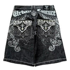 American New Retro Letter Embroidery Tooling Denim Shorts Trend Gothic Y2K Harajuku Hip-hop Loose Sports Shorts Street clothes