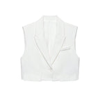 Women's Chic Vest Tops Fashion Cropped Waistcoat Sleeveless Lapel Collar Female Outerwear - Matrix Studios
