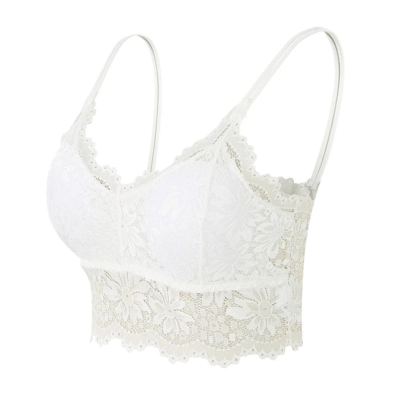 New Women Lace Bras Top Comfortable Bralette Solid Color Sexy Underwear Vest Female Hollow Out Wireless Lingerie Seamless Bra - Matrix Studios