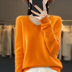 100% pure wool cashmere sweater women's V-neck pullover casual knit top autumn and winter women's coat Korean fashion - Matrix Studios