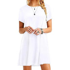 Women Casual Short Sleeve T Shirt Dress Vintage O Neck Print Loose Mini Dress Elegant Simple Mini Dress Streetwear Sundress - Matrix-studios.com