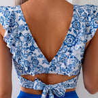 Two-Pieces Tankini Bikinis Ladies Swimwears Outfit Women Fashion Printed Ruffle Summer 2pcs Split Swimsuit Woman Swimwear - Matrix-studios.com