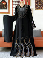 2025Fashion Dubai Diamond Muslim Women Modest Dress Elegant Arabic Femme Hijab Long Sleeve Chiffon Abaya Islamic Turkey Clothing - Matrix-studios.com