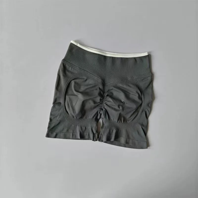 Sexy Seamless Color Blocked Yoga Shorts, Tight Fitting Peach Hip Lifting Sports, Women's Outdoor Running And Fitness Pants - Matrix Studios