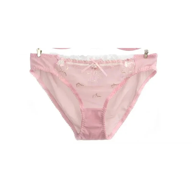 MOYISU New Arrival Luxury Pure Desire Lace Tulle Sexy Panties Lingerie Set Lilacs Embroidery Girl Boobs Big Size Big Boobs Small - Matrix-studios.com