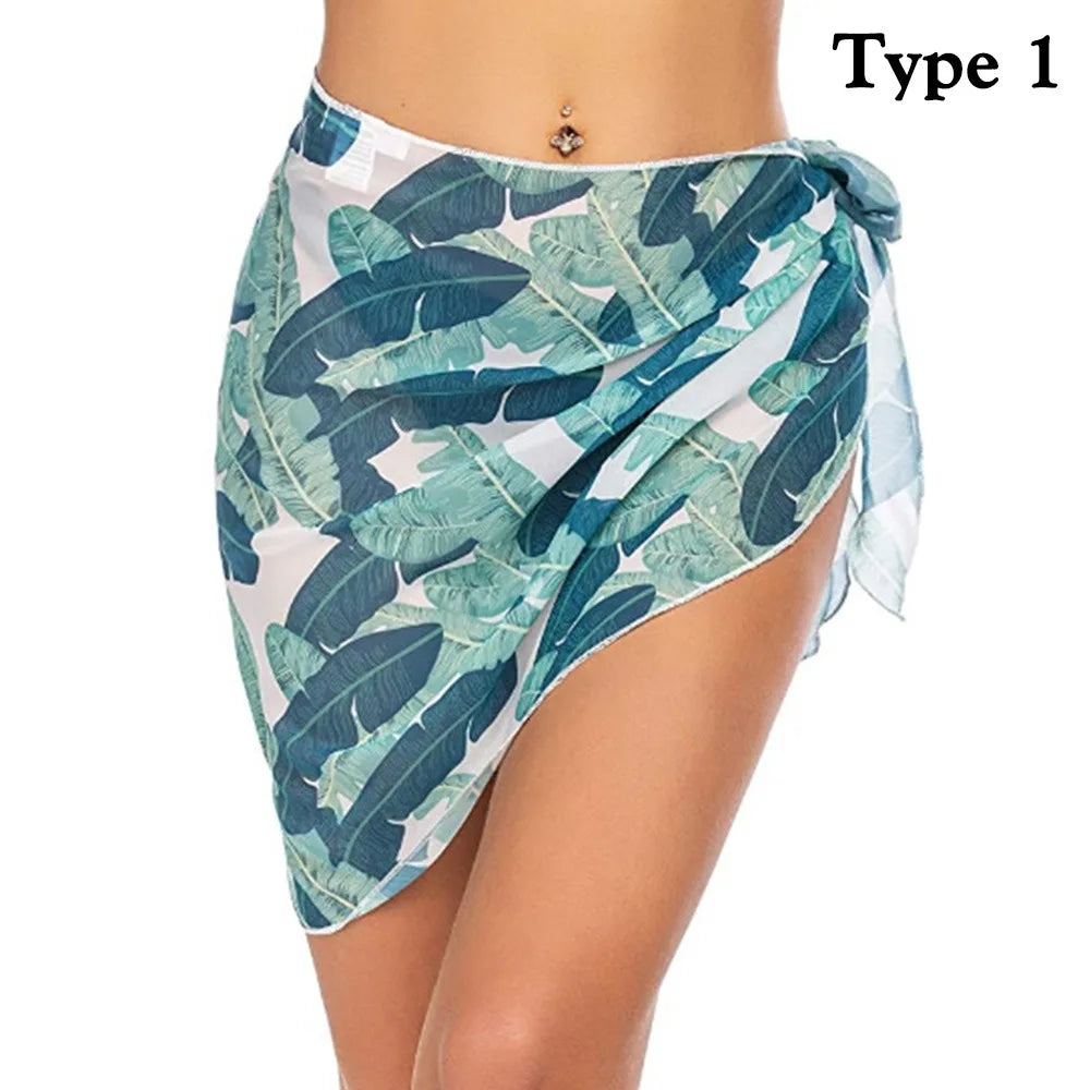 Chiffon Womens Sarongs Wrap Skirt Coverups Wrap Sheer Beach Short Cover Scarf Cover Short Sarongs Swimwear Cover-Up Dress - Matrix Studios