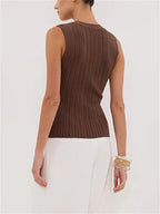Tossy Summer Knitwear Ribbed Cardigan Top Female Sleeveless Solid Fashion Patchwork Y2k Cropped Top Women's Knit Cardigan Coat - Matrix Studios