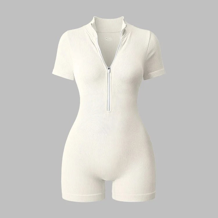 2025 Yoga Jumpsuit Summer Short Sleeve Zipper Sports Wear Gym Fitness Sports Bodysuits Women Fashion Running Yoga Fitness Suit - Matrix Studios