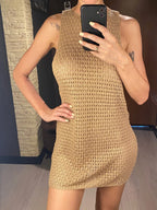 2026 Sexy Backless Cut Out Crochet Knitted Tunic Beach Cover Up Cover-ups Beach Dress Beach Wear Beachwear Female Women V5461 - Matrix Studios