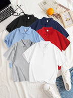 Women Solid Color Polo Shirt Summer Casual Cool Feeling Antibacterial Tops Breathable Short-sleeved Lapel Slim Fit 2025 Clothes - Matrix-studios.com