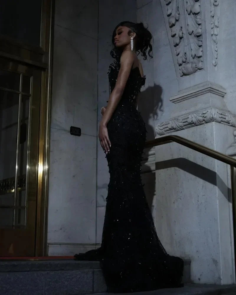 Bespoke Black Prom Dresses 2025 Luxury South African Matric Dance Crystal Party Dress Long Mermaid Evening Gowns Customized - Matrix Studios