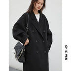 CHIC VEN Women Long Double-sided Woolen Coats Retro Loose Female Overcoat Double Breasted Ladies Windbreak Autumn Winter 2026 - Matrix-studios.com
