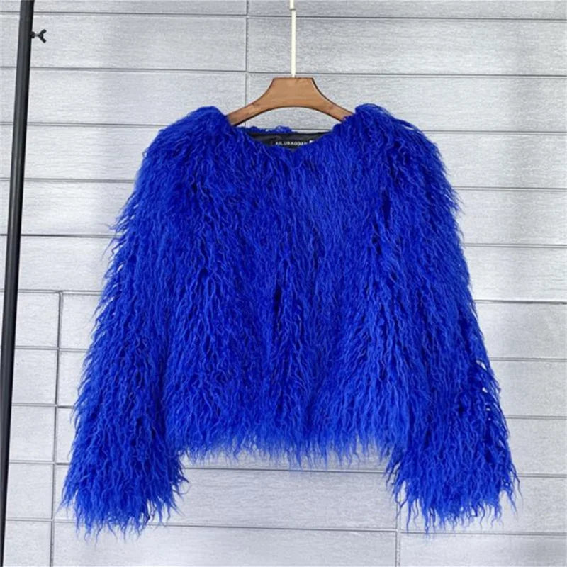 Colorful Warm Faux Women Fur Coat Loose Black White Pink Plush Coat Female Jacket Fur Autumn Winter Shaggy Outerwear - Matrix Studios