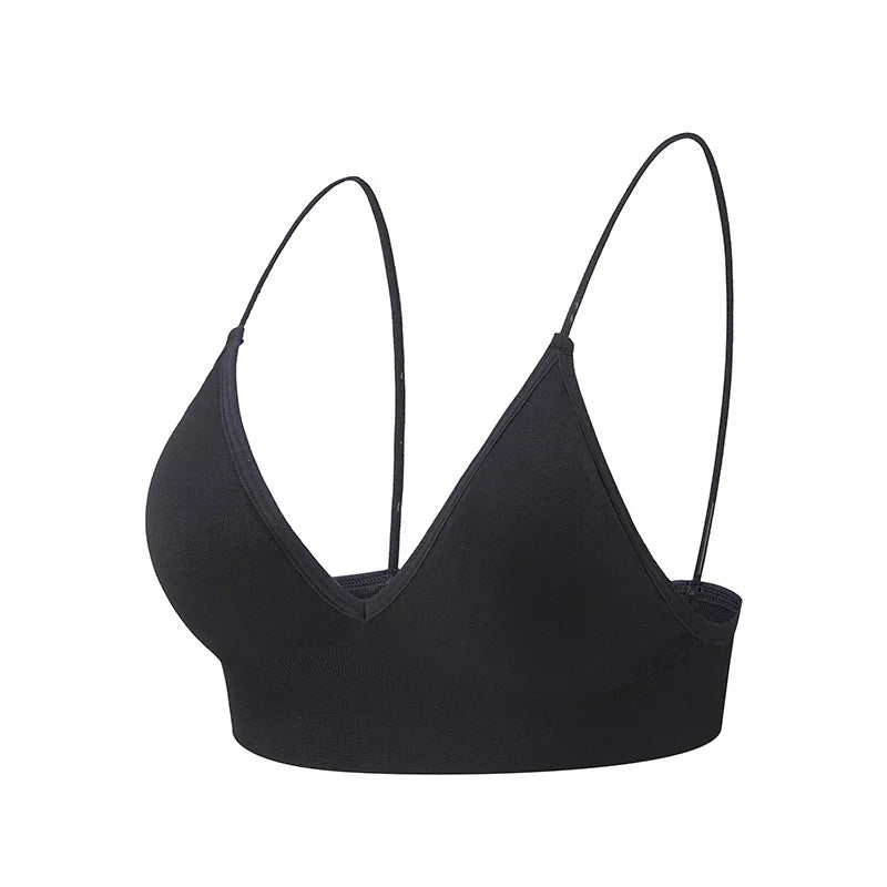 Flarixa Triangle Cup Deep V Neck Bralettes Camisole Bra for Woman Yoga Top Corset With Push Up Effect Soft Underwear Lingerie - Matrix Studios