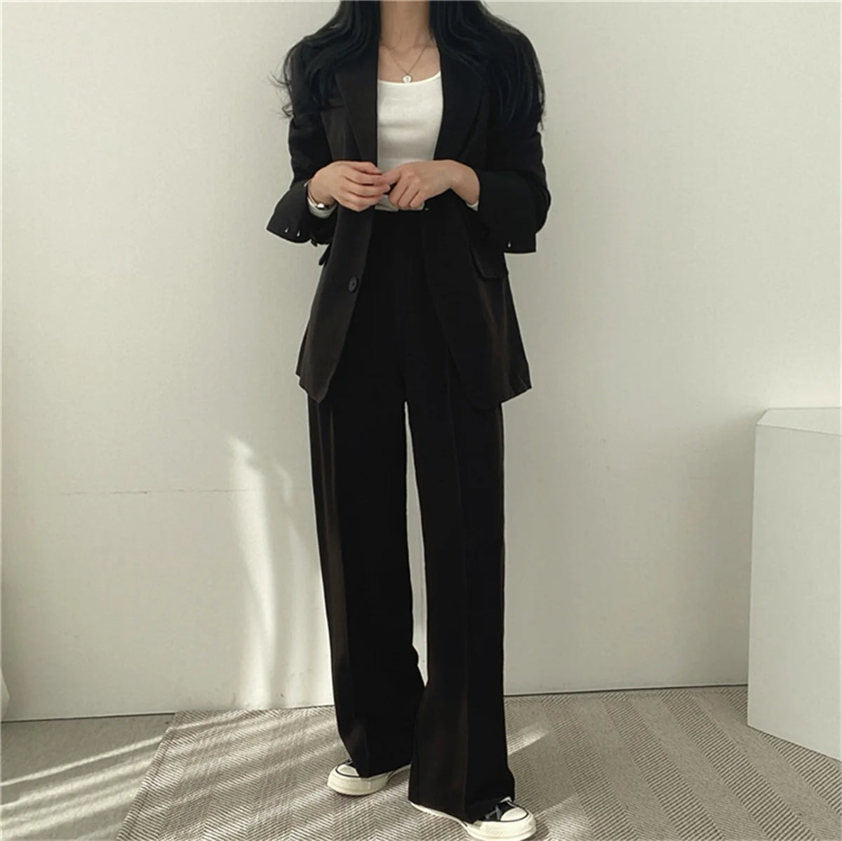2026 Spring New Women's Clothing Suit Jacket Casual Pants Set Wide Leg Suit Pants Elegant Office Lady Business Suit Set Blazers - Matrix-studios.com