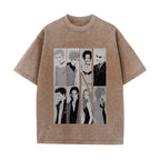 Japanese Anime Nana Osaki Print Vintage Washed Tshirt Harajuku Streetwear Graphic T-Shirt Summer Short Sleeve Cotton Tshirt