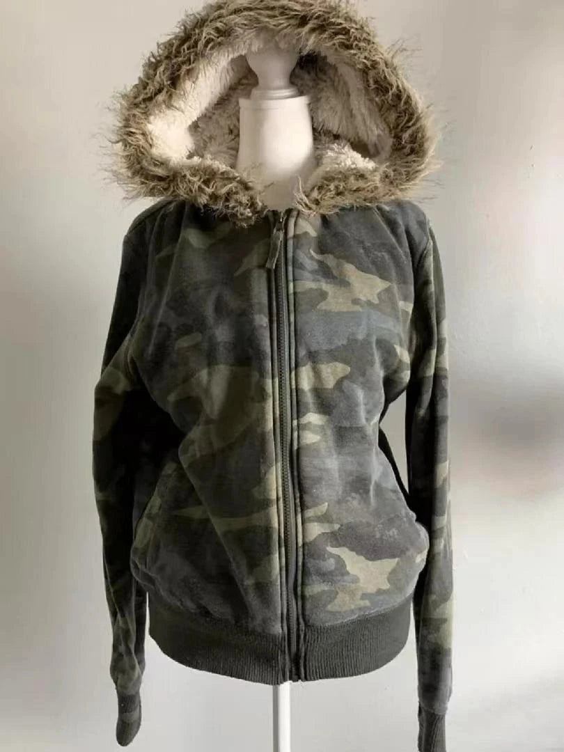Subculture Gothic Women Coats with Hoodies Vintage Korean Harajuku Black Jackets Faux Fur Coat Female Loose Casual Sweatshirt - Matrix Studios