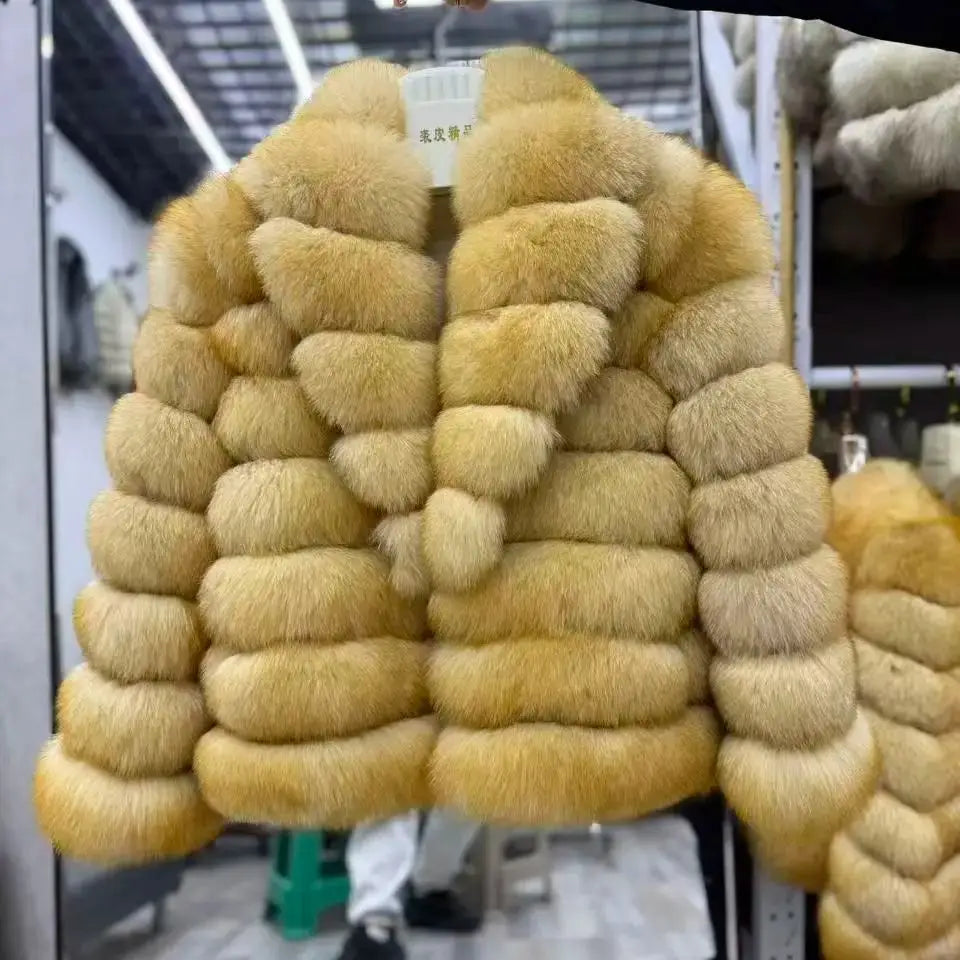 Real Fox Fur Turn-down colla coat With Genuine Leather Wholeskin Natural Fox Fur Jacket Outwear Luxury Women Winter New - Matrix Studios