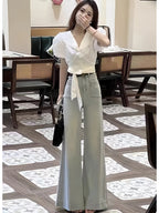 Light Wa Wide Leg Oversized Jeans Women's Small Size Loose Slimming Lazy Versatile Drapey Flared Floor-Length Trendy Pants