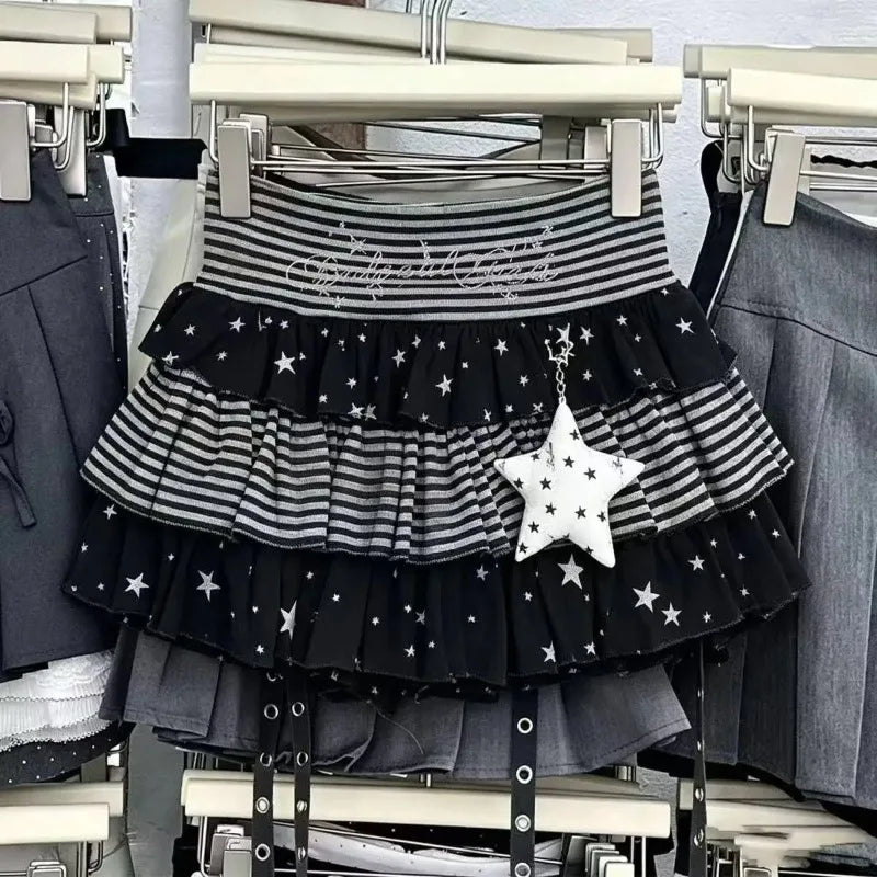 Japanese Y2k Cute Ruffled Plaid Skirt Punk Rock Subculture Cake Skirts Japanese Preppy Style Casual New 2026 Women Skirts - Matrix-studios.com