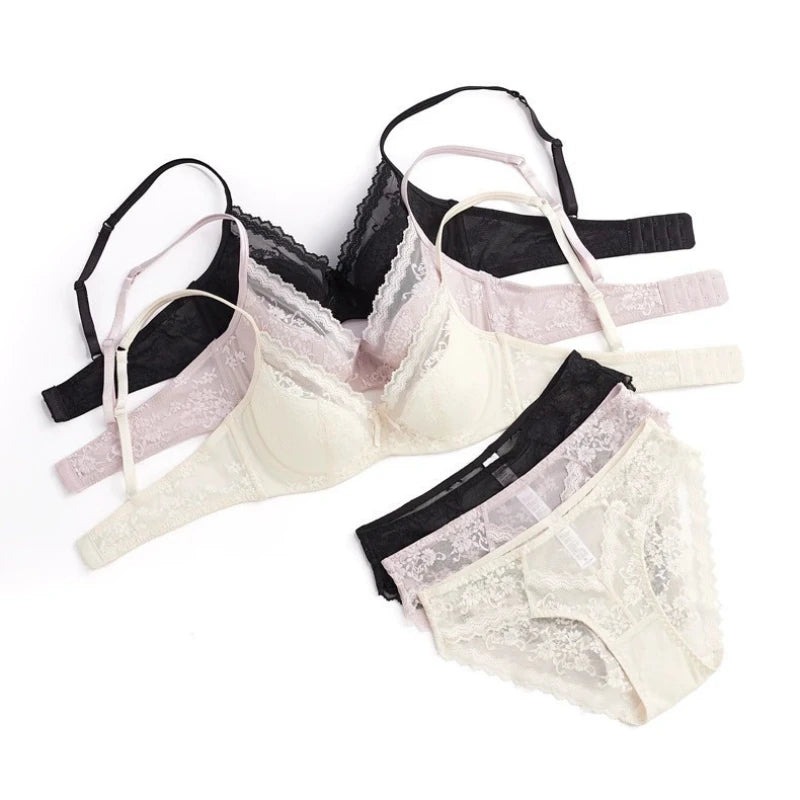 Summer Sexy Lace Embroidery Women Lingerie Set French Thin Cup Push Up Bra Comfort Breathable Underwear Ladies Bra Briefs Set - Matrix-studios.com