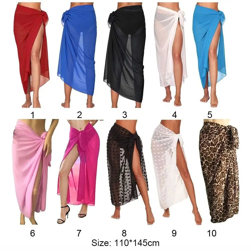 Fashion Multicolor Bikini Cover-ups Chiffon Sexy Beach Skirt Travel Vacation Swimsuit Coverup Female - Matrix Studios