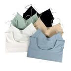 1pc Women Sexy Solid Color Camisole Ice Silk Tube Seamless Sports Tank Top Wireless Underwear Padded Bra Bralette Vest - Matrix-studios.com