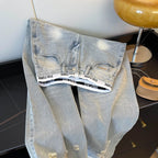 American Vintage Ripped Patchwork Jeans For Women New Spring Fall Light Blue High Waist Slim Loose Wide Leg Denim Trousers Stree - Matrix-studios.com