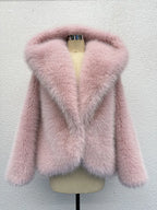 2026 Autumn Winter Women Faux Fur Short Coats Solid Hooded Jackets Long Sleeves Covered Button Thick Office Lady OVERCOAT - Matrix Studios