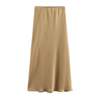Willshela 2024 Black Satin Skirt Woman High Waist Elegant Long Skirts For Women Fashion Summer Midi Skirt Office Women's Skirts - Matrix-studios.com