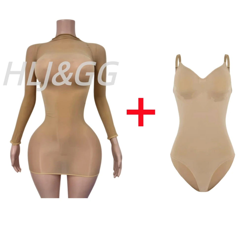 HLJ&GG Sexy Mesh See Through Bodycon Jumpsuits And Bodysuits Suits Women Long Sleeve Stretchy Playsuits Party Night Club Overall - Matrix Studios