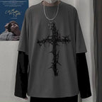 Men T Shirts Autumn Men Clothes Anime Casual Long Sleeved Oversized T-Shirt Harajuku Streetwear Academia Hip Hop Tee Top - Matrix Studios