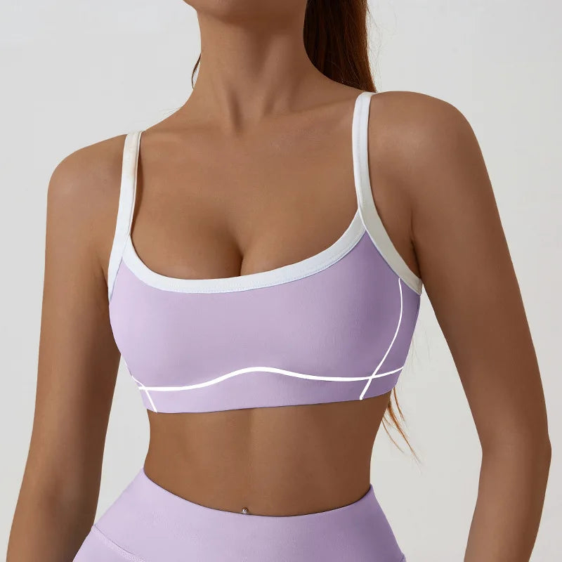 Yoga Sports Bra Color Clashing Shock Absorbing Brassiere Women Full Cup Breathable Gym Tube top Bra Yoga Workout Underwear - Matrix Studios