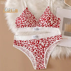 Summer New Women's Leopard Print Traceless and Steel Rim Bra Adjustable Shoulder Strap Back Women's Underwear Set - Matrix-studios.com
