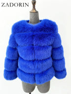 ZADORIN S-6XL Mink Coat Winter Black White Faux Fur Coat Woman Elegant Fluffy Faux Fur Jacket Top Short Fur Coats Woman Clothing - Matrix Studios