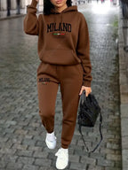 MILANO Pants Sets for Women Clothing High quality Sweatshirt Sweatpant Hoodie Suit 2 Piece Autumn Winter Outfits Woman Tracksuit - Matrix-studios.com