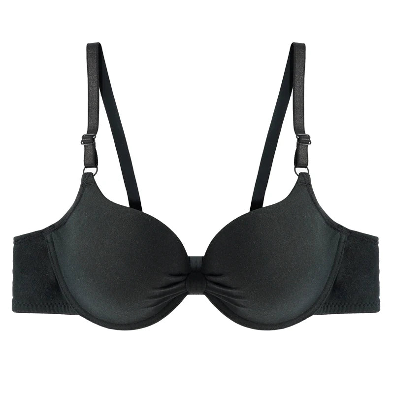 Women's Sexy Cotton Gathered Bra Deep V Underwire Ladied  Brassiere Push Up Lingerie Solid Bras Backless Intimate Underwear - Matrix Studios