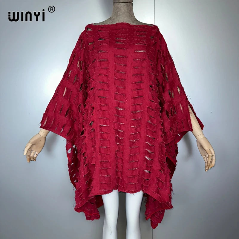 WINYI Original Denim Sexy Short Dress with Holes New Fashion Africa Womens Party Holiday Casual Maxi Beach Dress - Matrix Studios