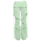 Cover-ups Ruffle Pants Summer Women Beach Wear White Cotton Tunic Mesh Pants Sarong Wrap Skirt Swimsuit Cover Up - Matrix Studios