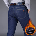 New Men's Fleece Warm Jeans Winter Thicken Plush Velvet Business Office Denim Trousers Brand Clothing Stretch Casual Male Pants - Matrix Studios