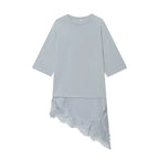 MUJER Polo Lace Women's T-shirt Asymmetric Tank Tops for Woman Short Sleeve Funny Woman T-shirts Streetwear Casual Tops Ladies - Matrix-studios.com